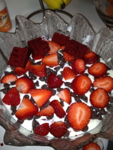 Red Velvet and Strawberry Trifle 